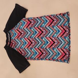 Justice blue pink short sleeve swim rashguard 12